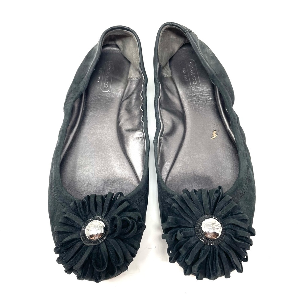 COACH black leather ballet flats, size 9 - Picture 2 of 11